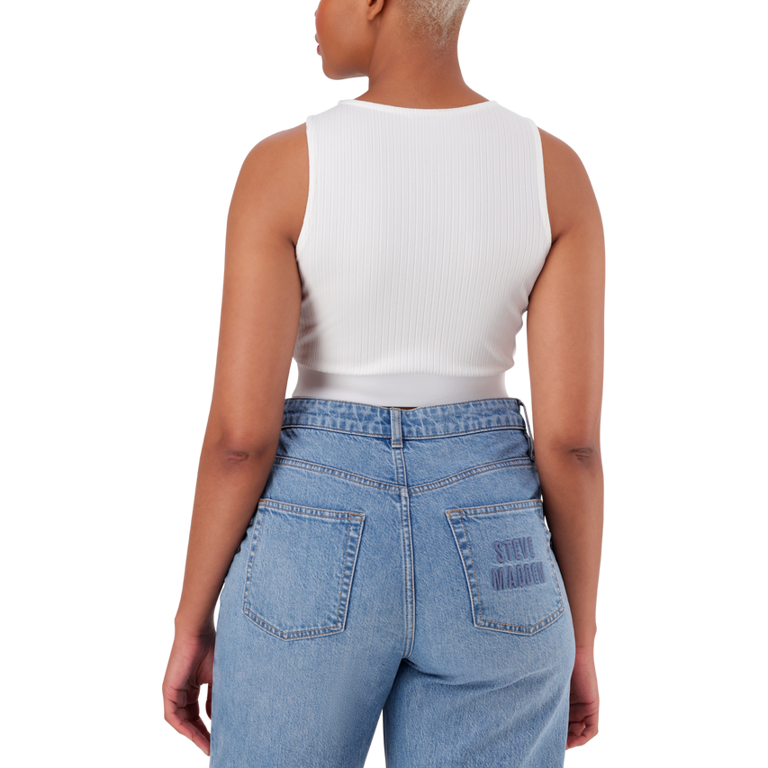 BRIA WHITE HIGH NECK FITTED TOP