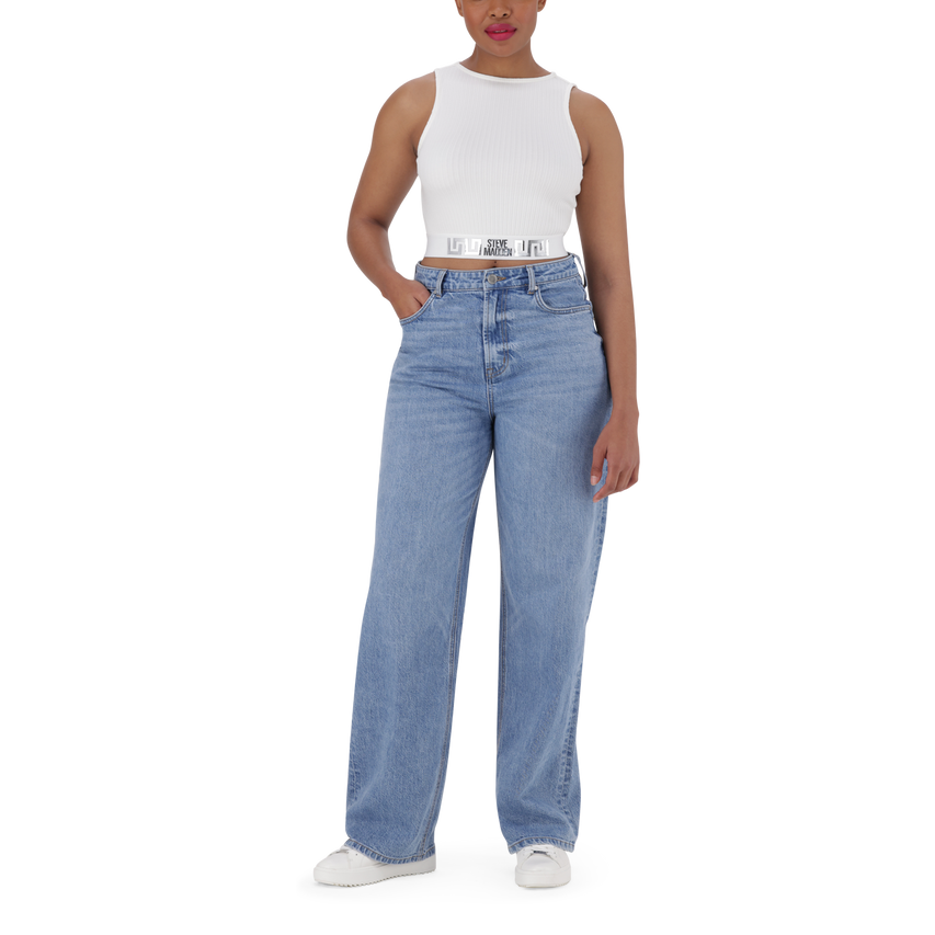 BRIA WHITE HIGH NECK FITTED TOP