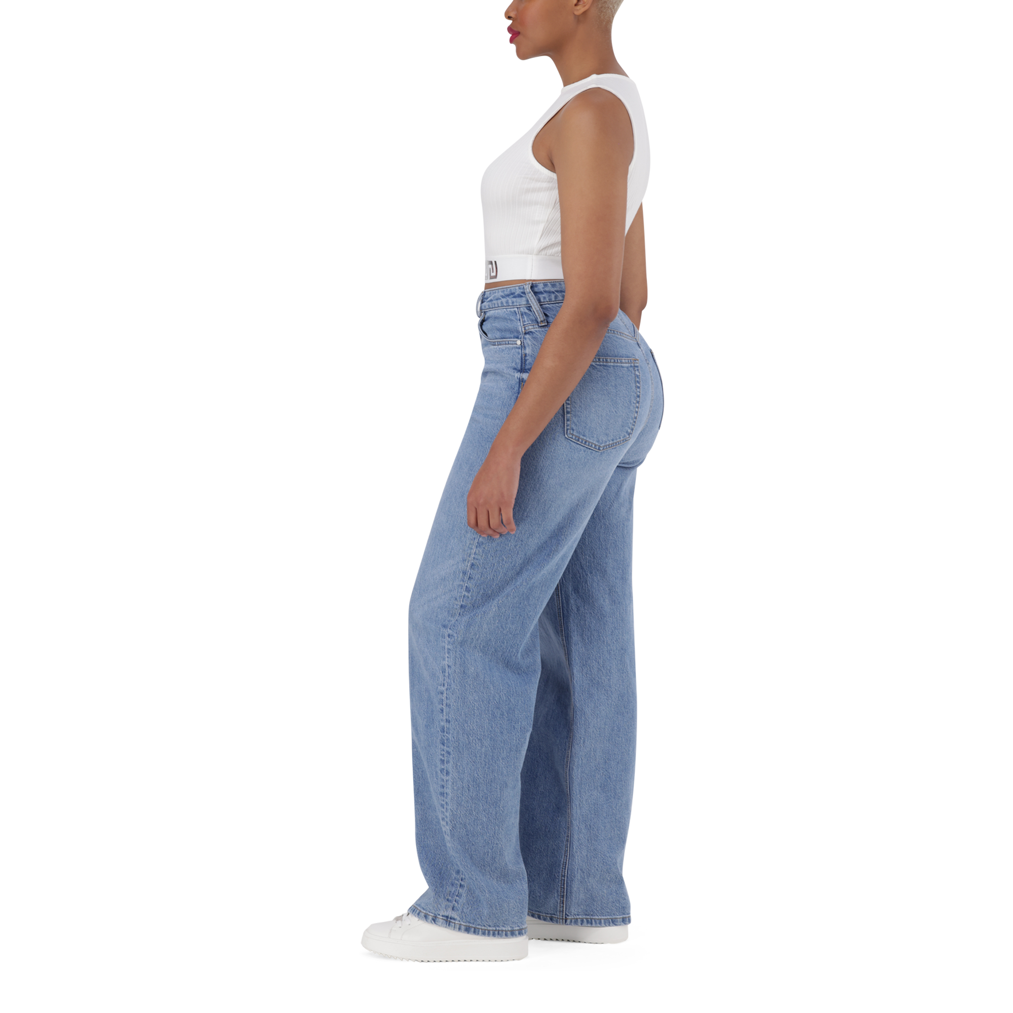 BRIA WHITE HIGH NECK FITTED TOP