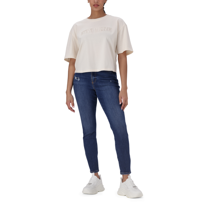 ALESSA CHALK CROPPED BOXY T-SHIRT