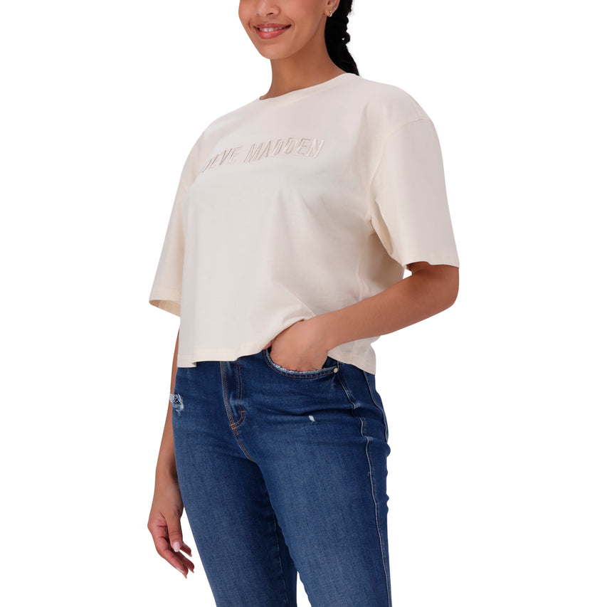 ALESSA CHALK CROPPED BOXY T-SHIRT