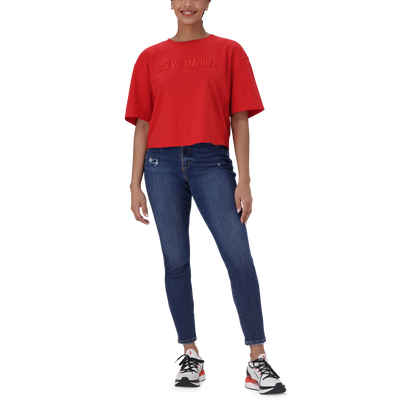 ALESSA RED CROPPED BOXY T-SHIRT