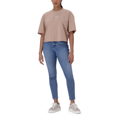 ALESSA WARM TAUPE CROPPED BOXY T-SHIRT