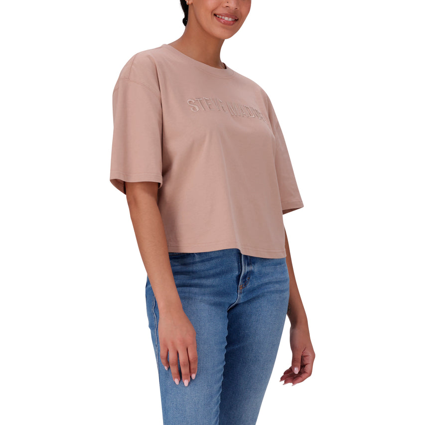 ALESSA WARM TAUPE CROPPED BOXY T-SHIRT