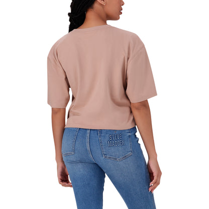 ALESSA WARM TAUPE CROPPED BOXY T-SHIRT