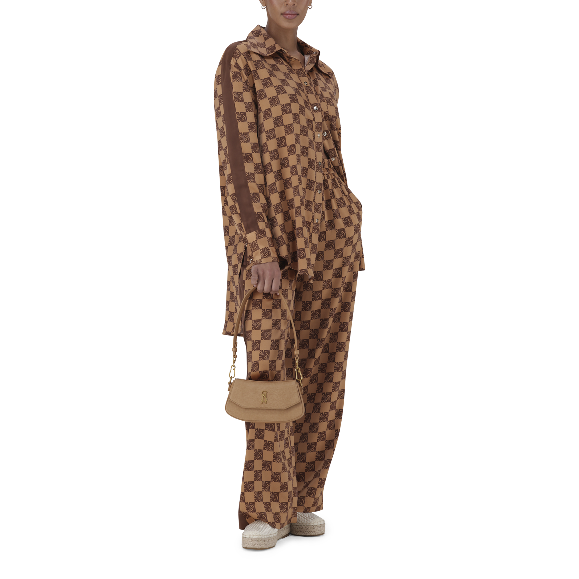MALIYAH MOCHA MONOGRAM SHIRT