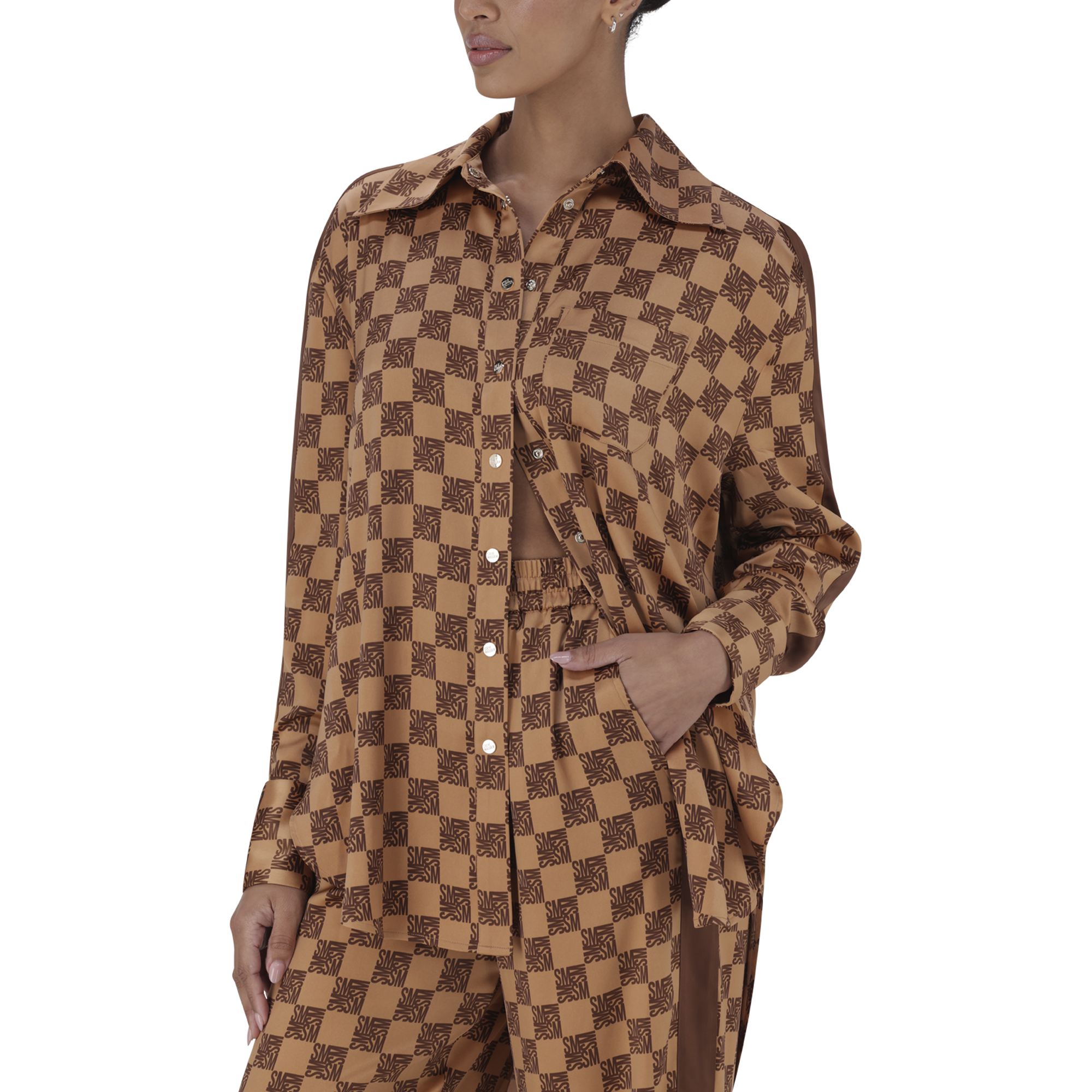 MALIYAH MOCHA MONOGRAM SHIRT