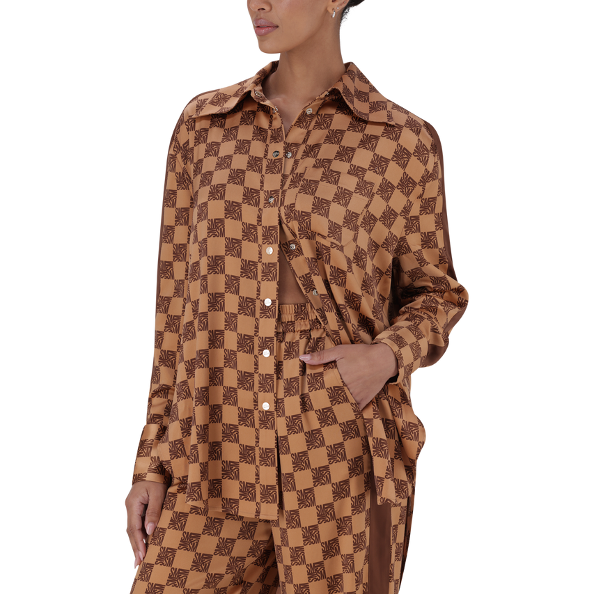 MALIYAH MOCHA MONOGRAM SHIRT