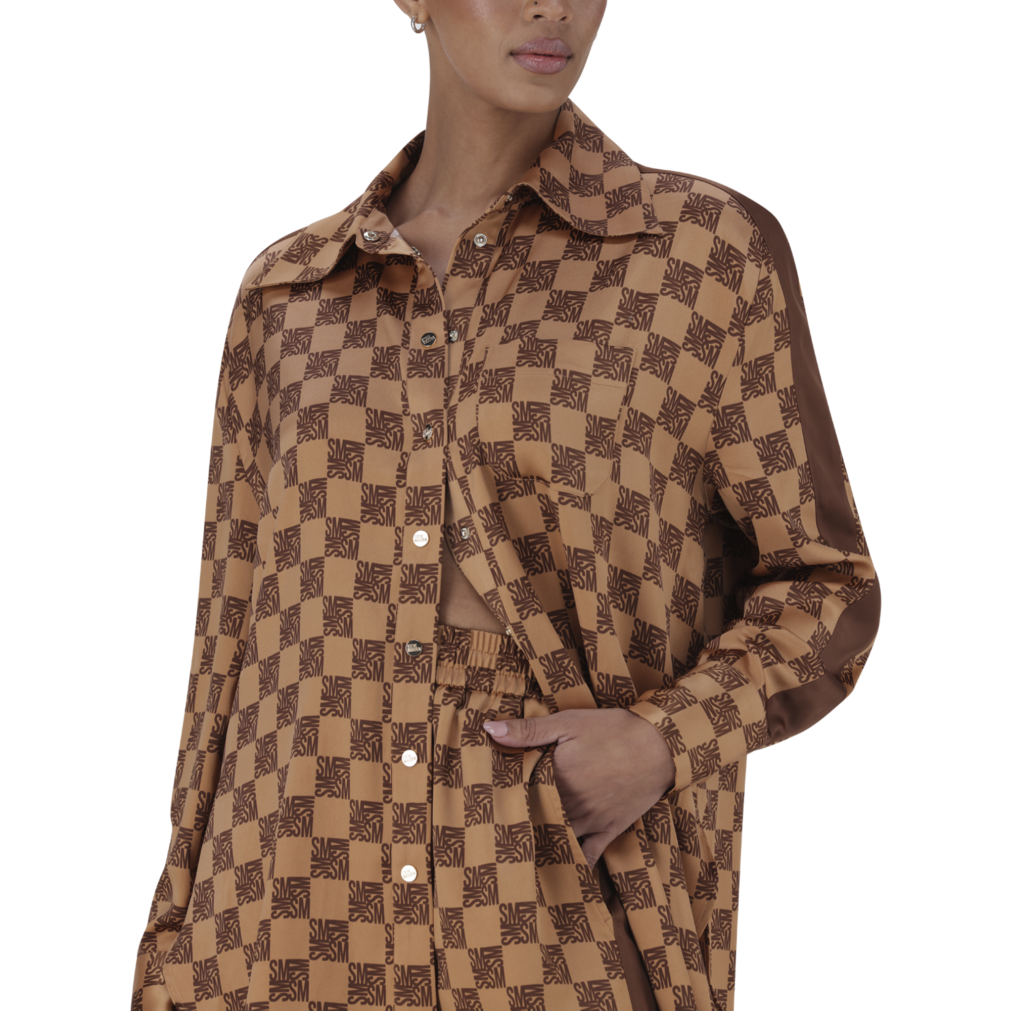 MALIYAH MOCHA MONOGRAM SHIRT