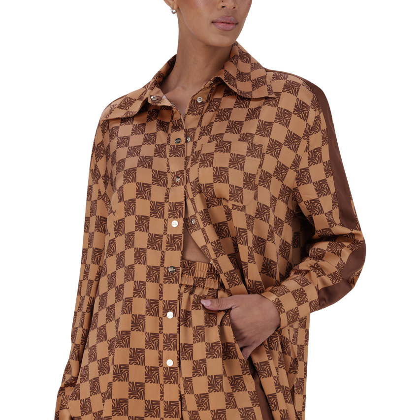 MALIYAH MOCHA MONOGRAM SHIRT
