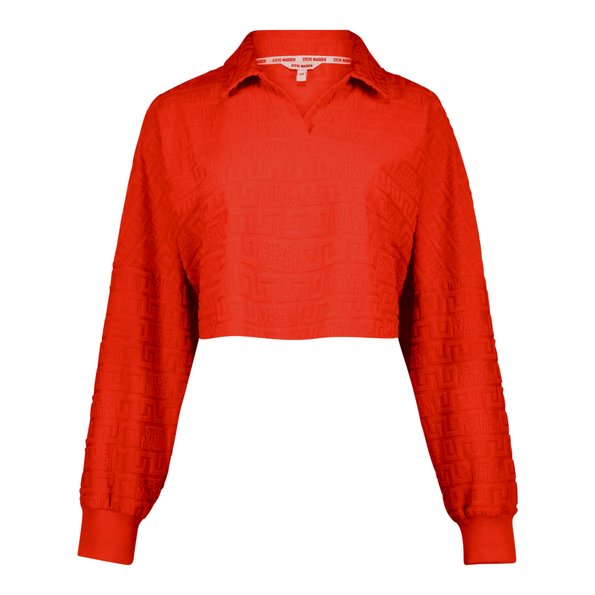 NATARA TANGERINE COLLARED TOP WITH EMBOSSED LOGO