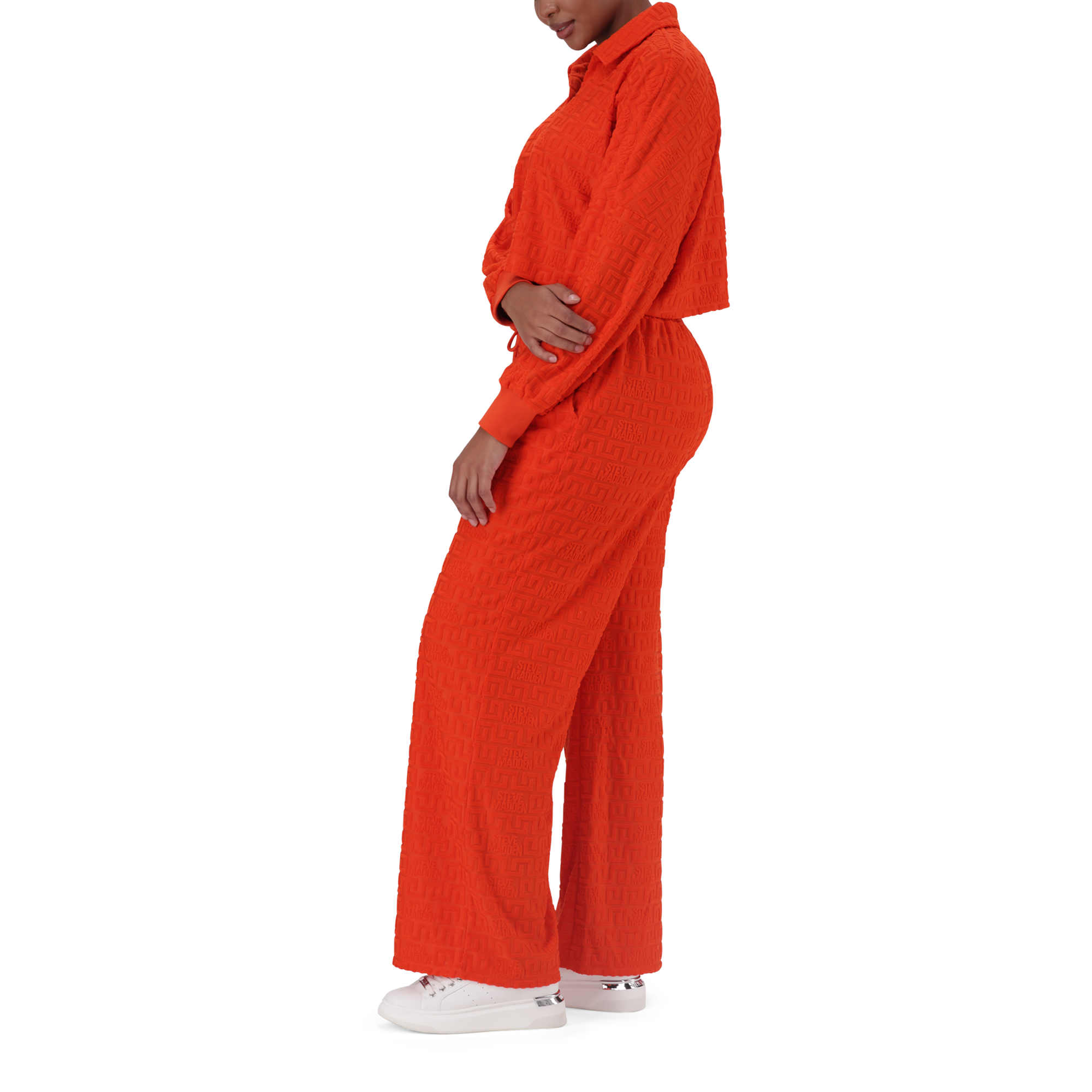 NATARA TANGERINE COLLARED TOP WITH EMBOSSED LOGO