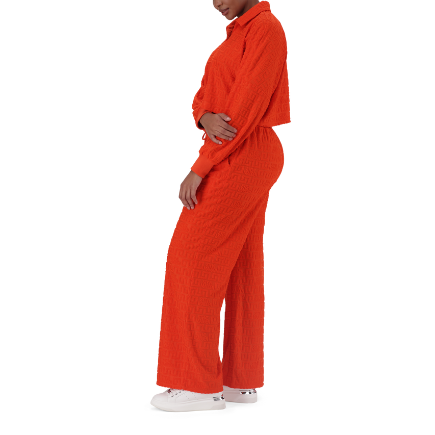 NATARA TANGERINE COLLARED TOP WITH EMBOSSED LOGO
