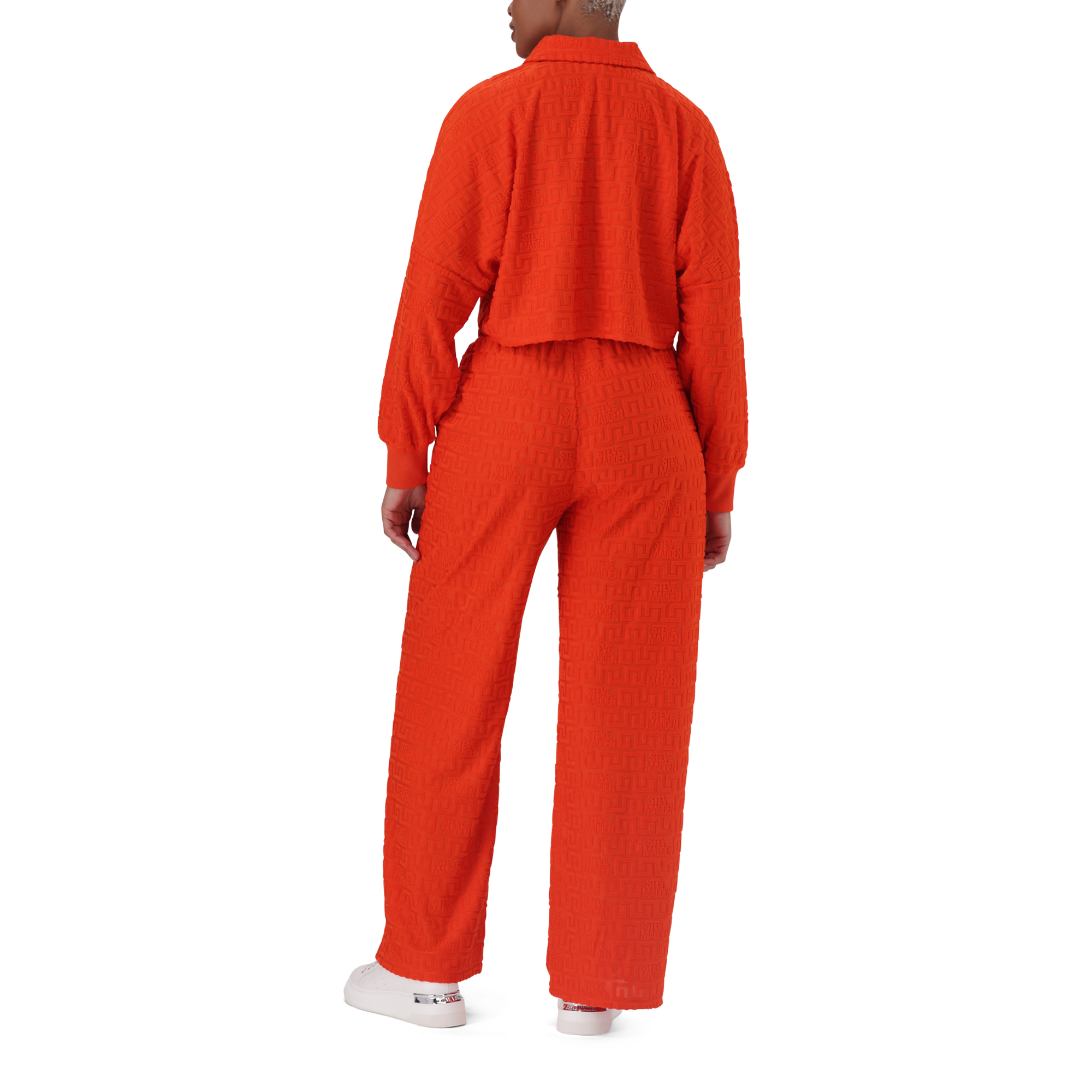 NATARA TANGERINE COLLARED TOP WITH EMBOSSED LOGO