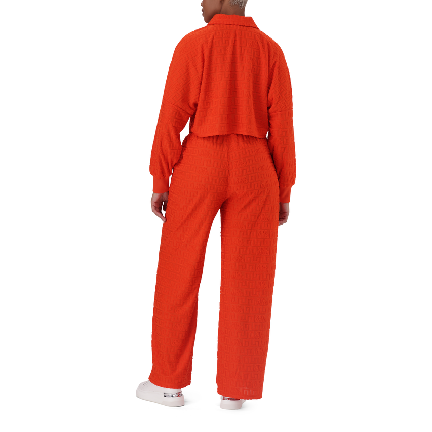 NATARA TANGERINE COLLARED TOP WITH EMBOSSED LOGO