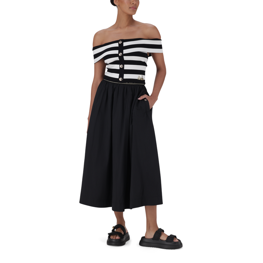 SALEM BLACK WHITE STRIPE CROPPED TOP