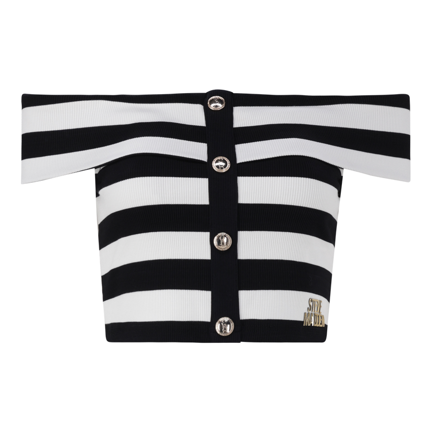 SALEM BLACK WHITE STRIPE CROPPED TOP