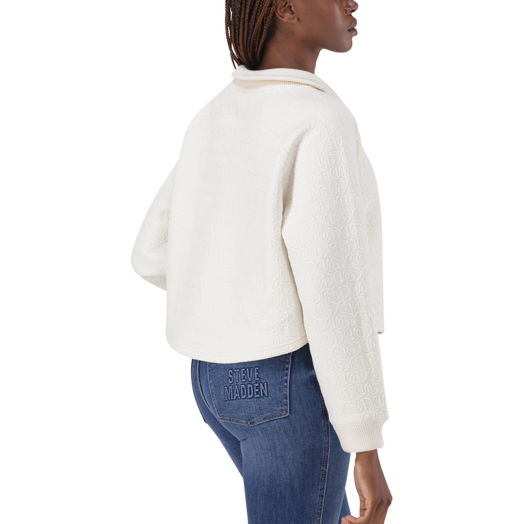 JANET CREAM JACQUARD HENLEY TOP - view 5