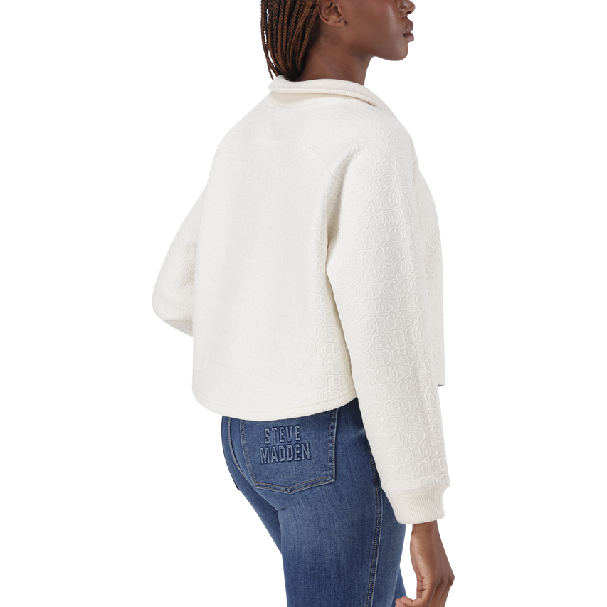 JANET CREAM JACQUARD HENLEY TOP - view 5