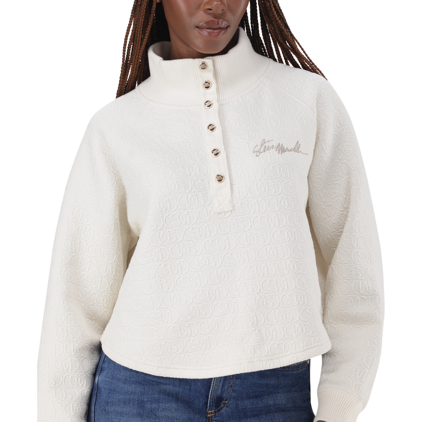 JANET CREAM JACQUARD HENLEY TOP - view 2