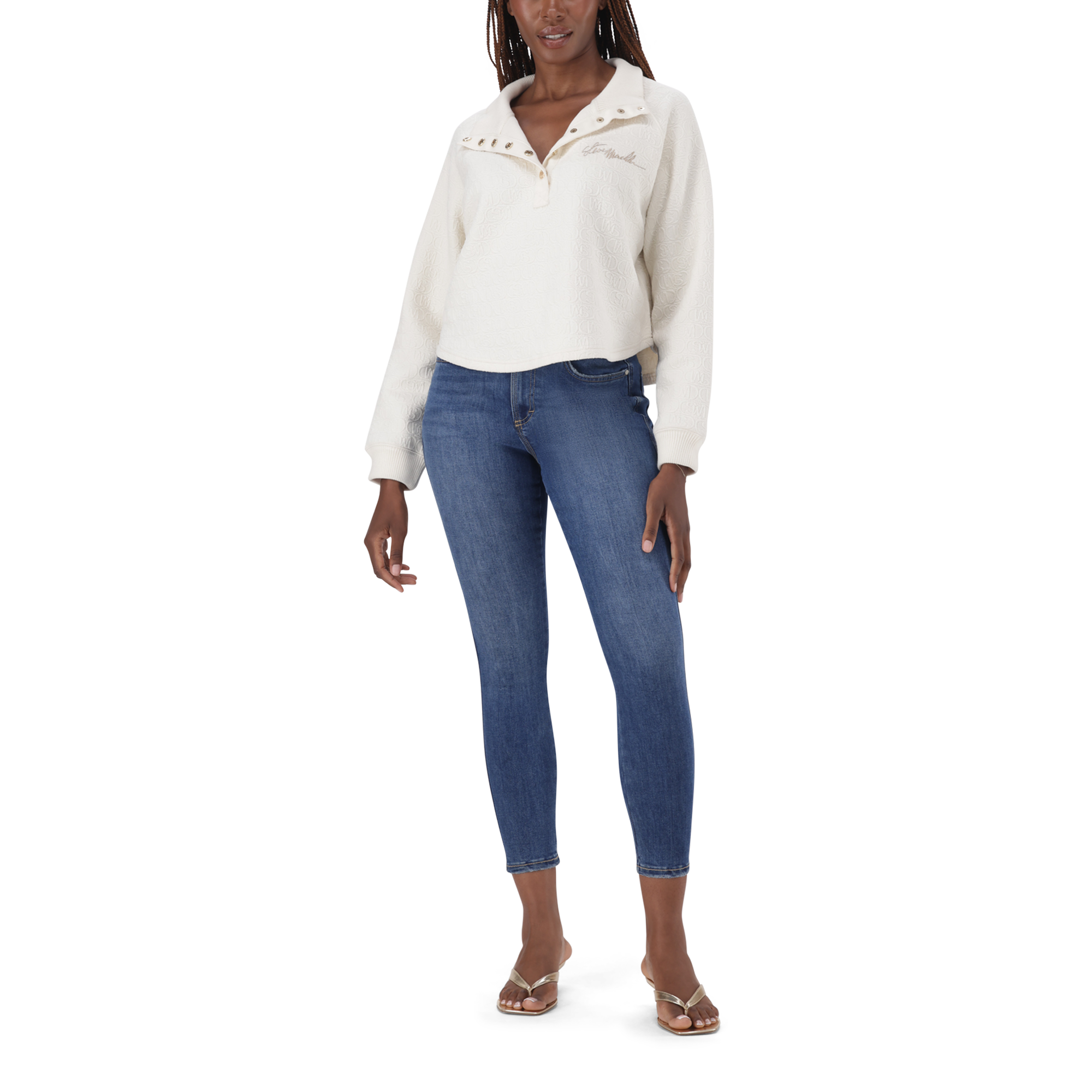 JANET CREAM JACQUARD HENLEY TOP - view 3