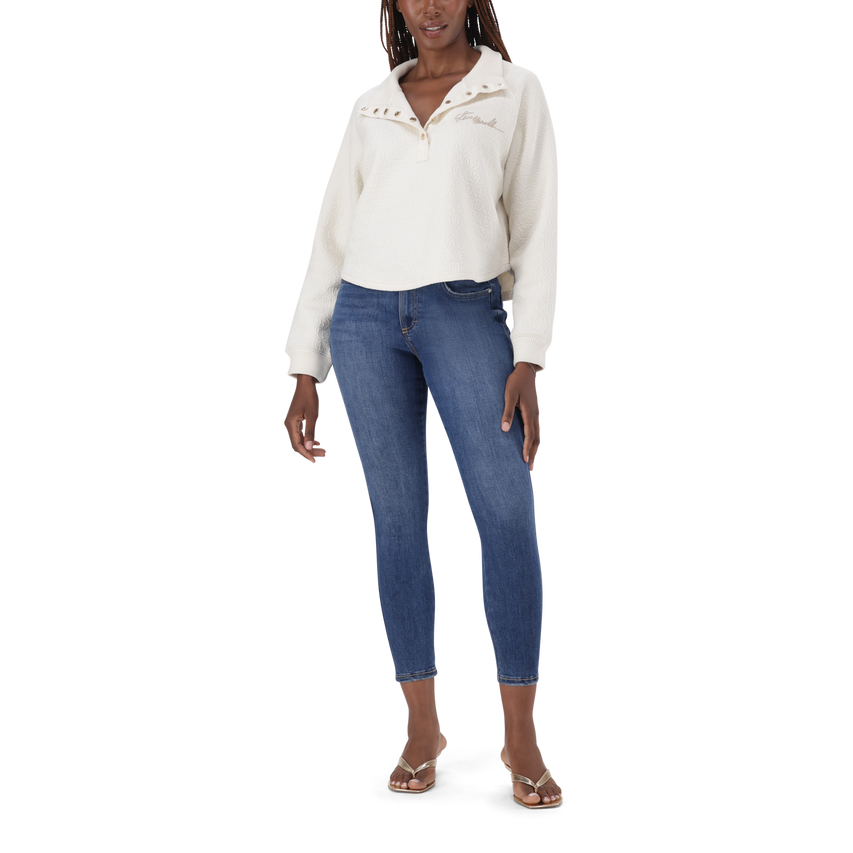 JANET CREAM JACQUARD HENLEY TOP - view 3