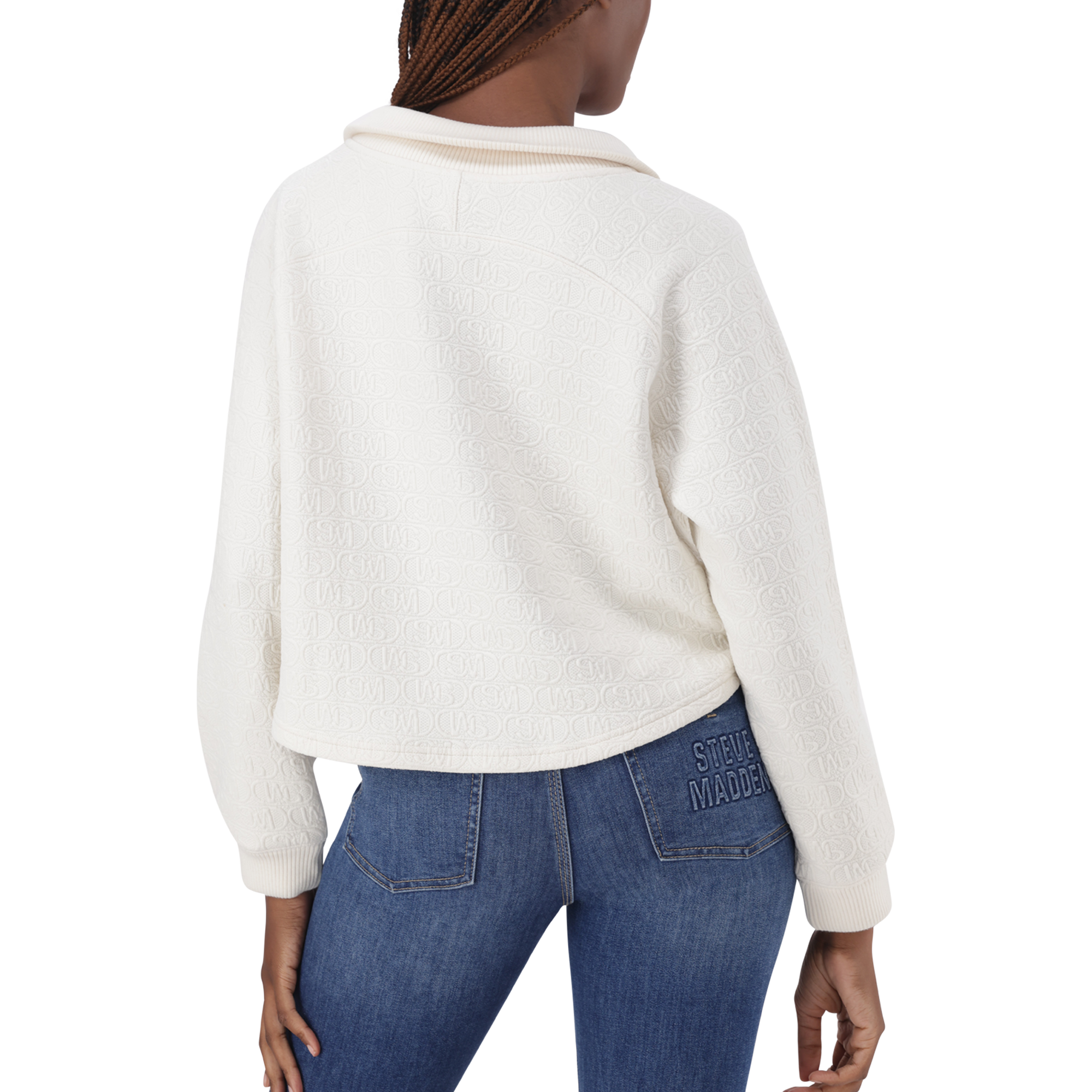 JANET CREAM JACQUARD HENLEY TOP - view 4