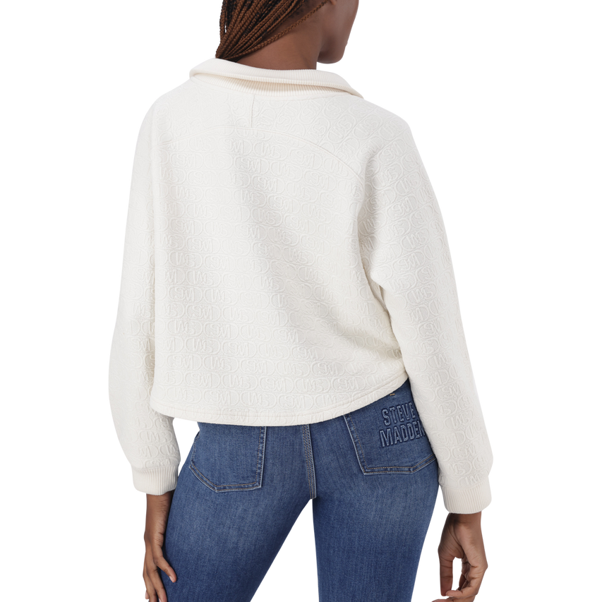 JANET CREAM JACQUARD HENLEY TOP - view 4