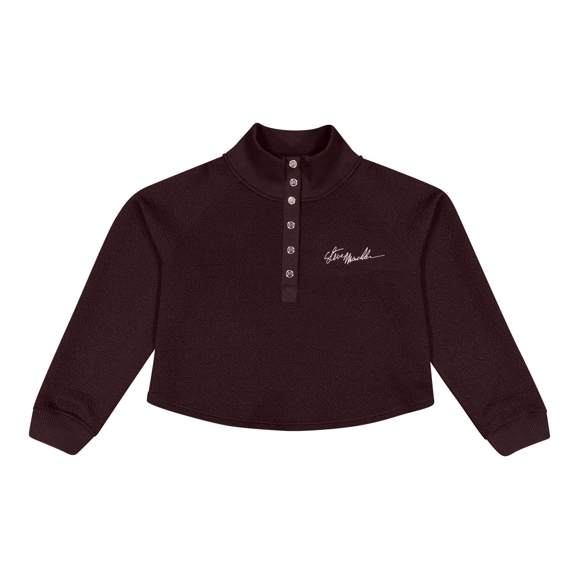 JANET BURGUNDY JACQUARD HENLEY TOP