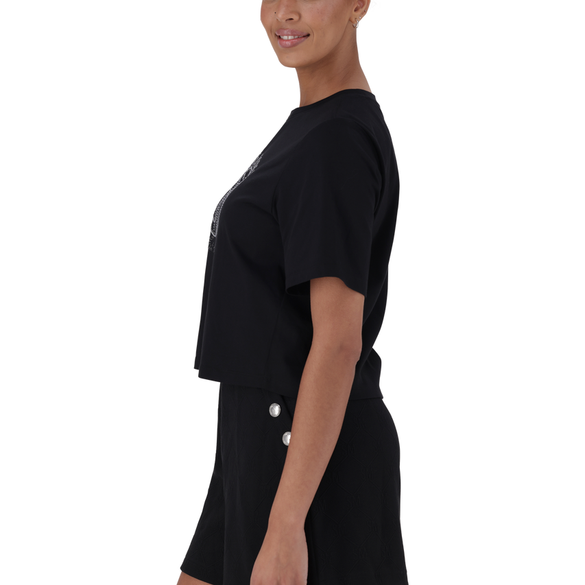 BRIANNA BLACK BOXY SPARKLE LOGO T-SHIRT