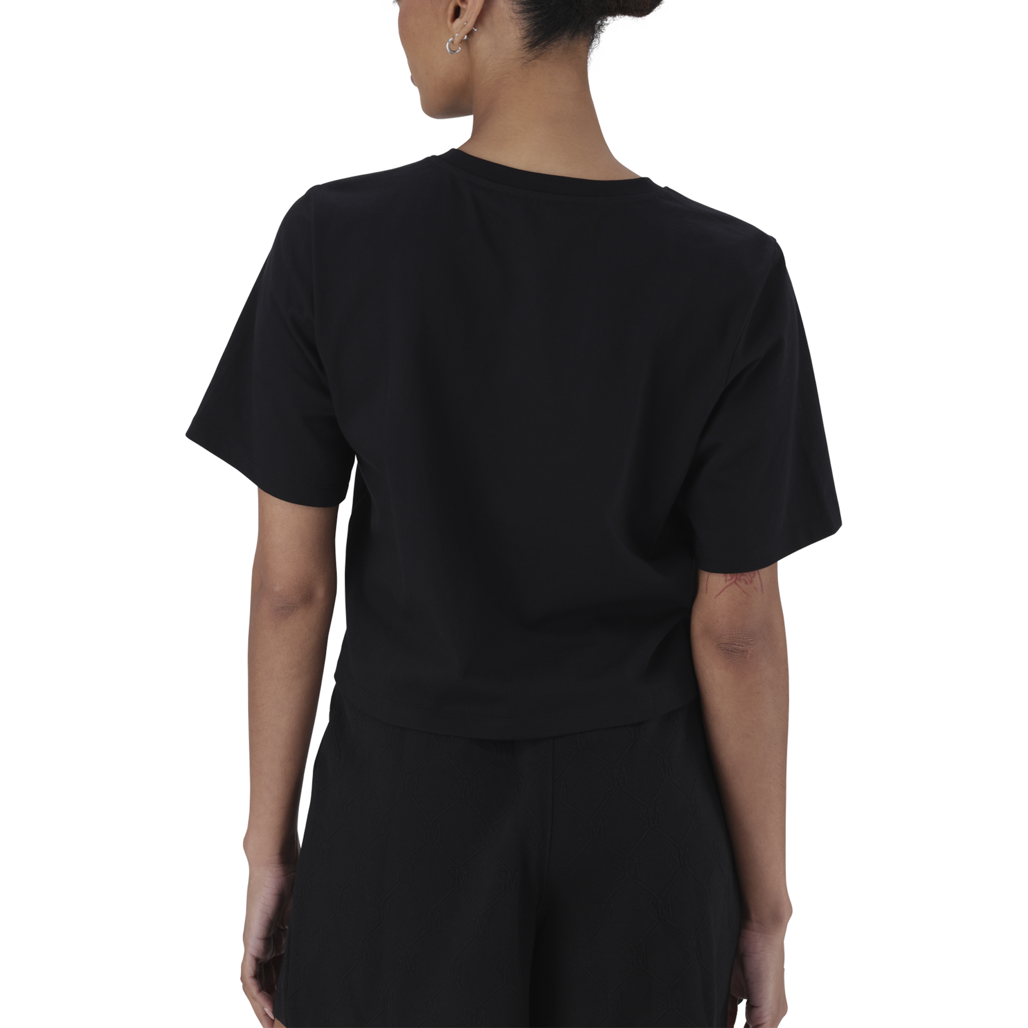 BRIANNA BLACK BOXY SPARKLE LOGO T-SHIRT