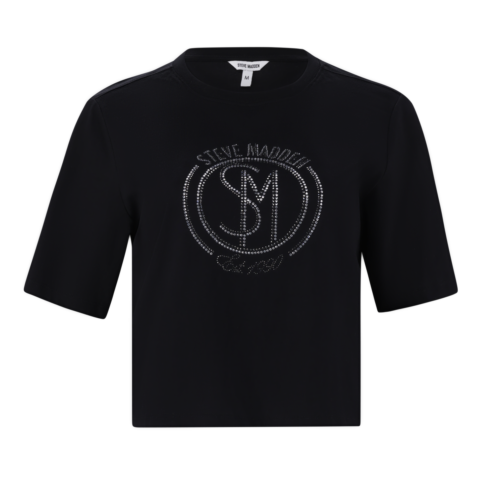 BRIANNA BLACK BOXY SPARKLE LOGO T-SHIRT