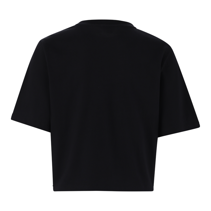 BRIANNA BLACK BOXY SPARKLE LOGO T-SHIRT