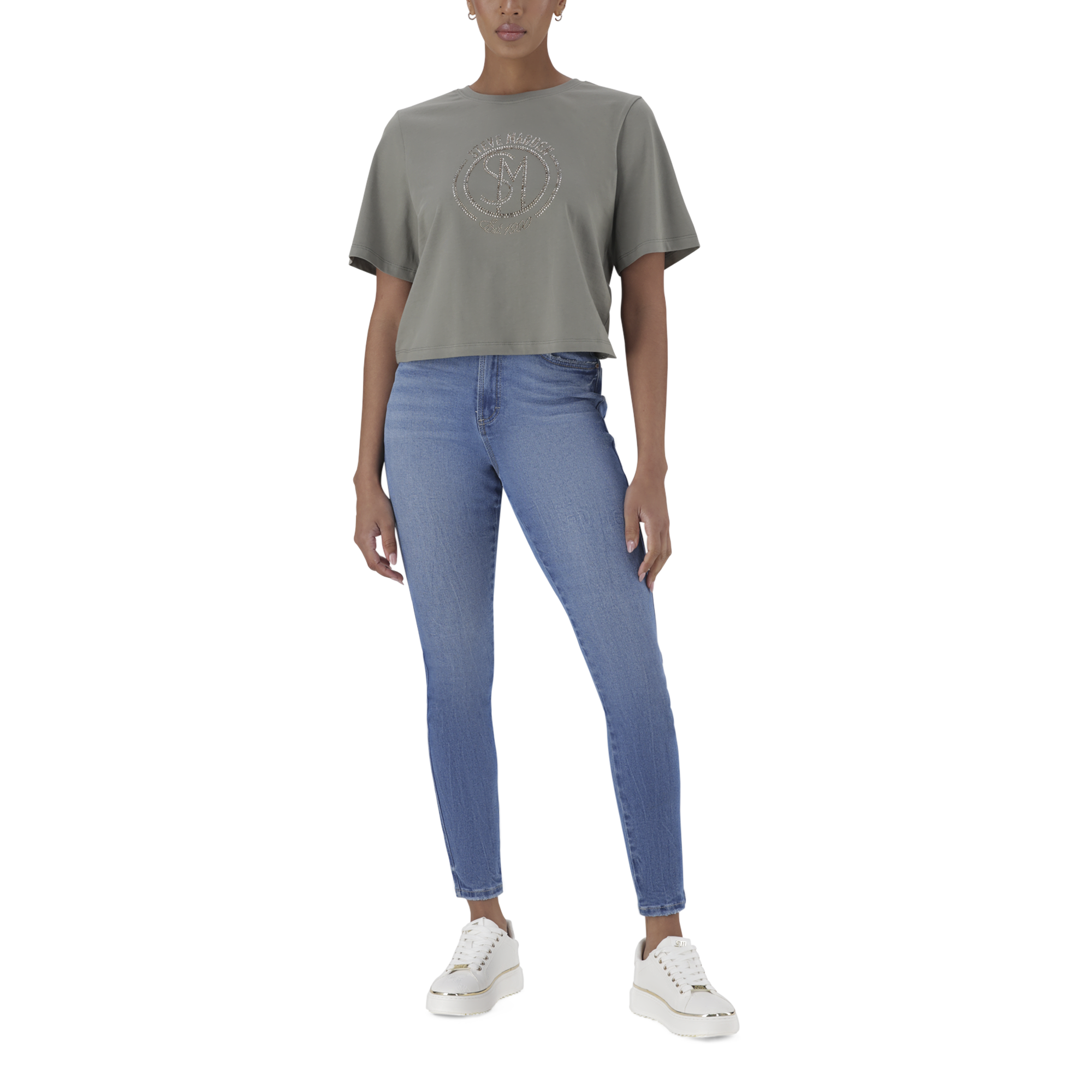 BRIANNA FATIGUE BOXY SPARKLE LOGO T-SHIRT