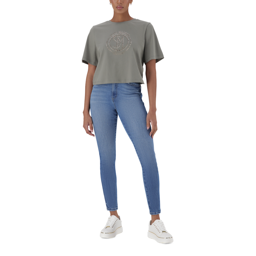 BRIANNA FATIGUE BOXY SPARKLE LOGO T-SHIRT