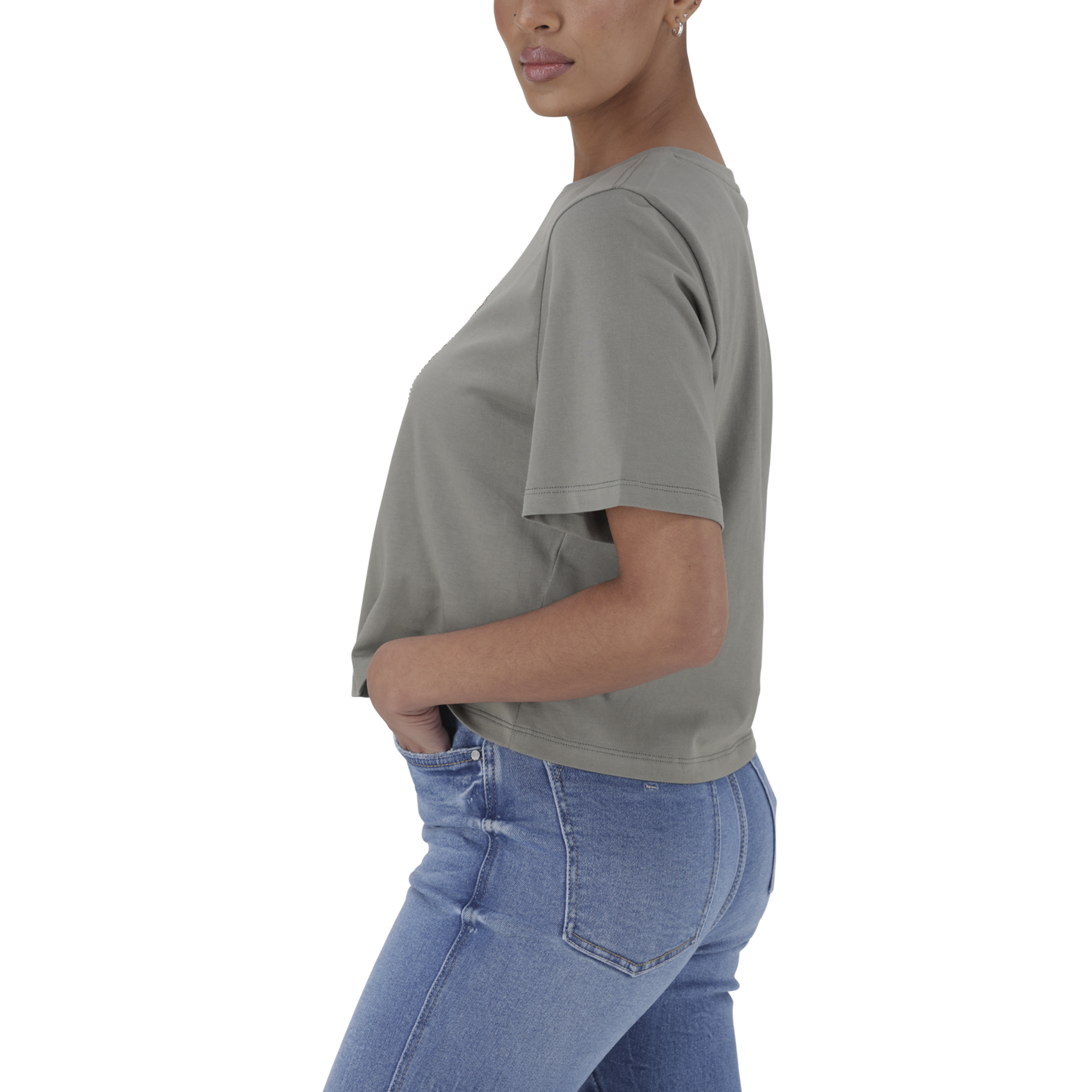 BRIANNA FATIGUE BOXY SPARKLE LOGO T-SHIRT