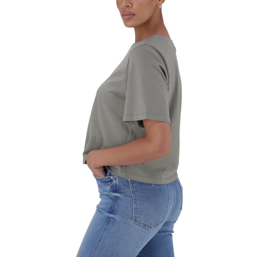 BRIANNA FATIGUE BOXY SPARKLE LOGO T-SHIRT