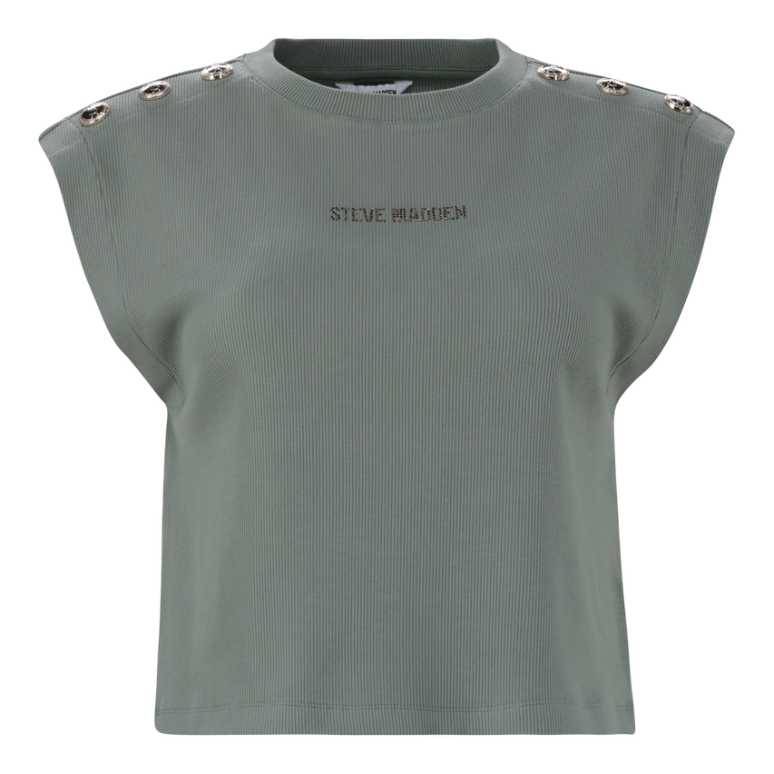 BRYNN FATIGUE CROPPED TOP WITH POPPERS