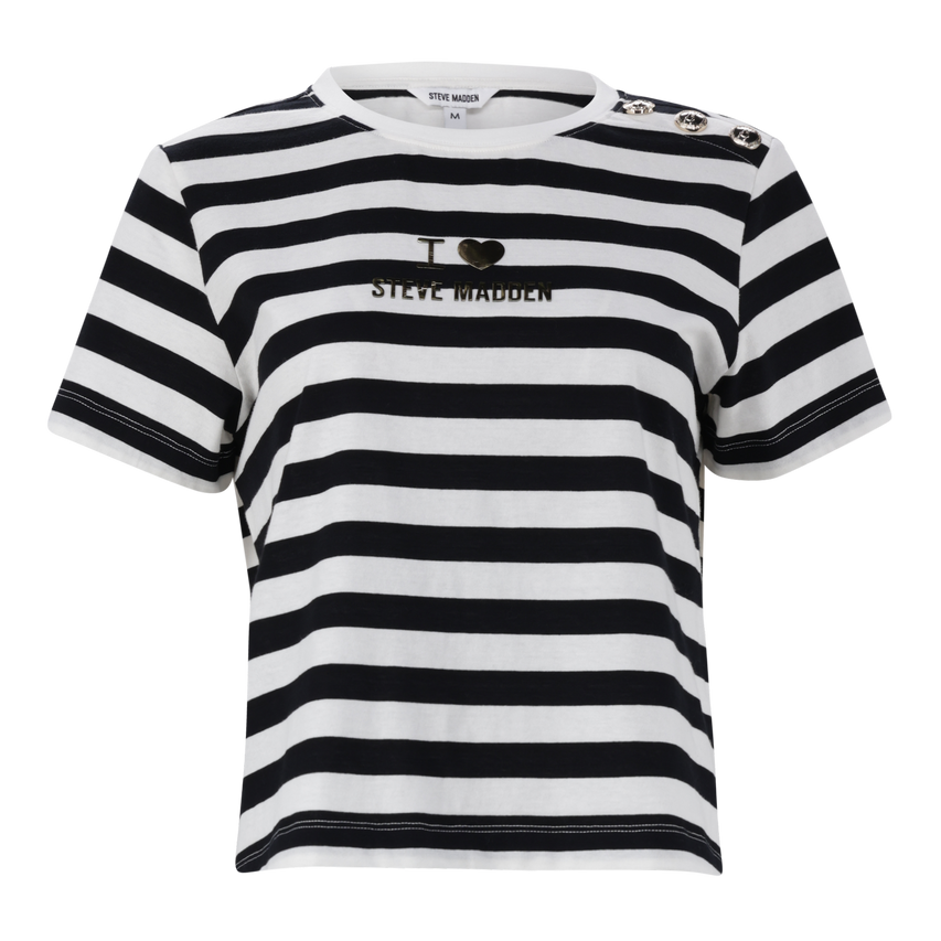 HAZEL BLACK WHITE HEART T-SHIRT WITH POPPERS
