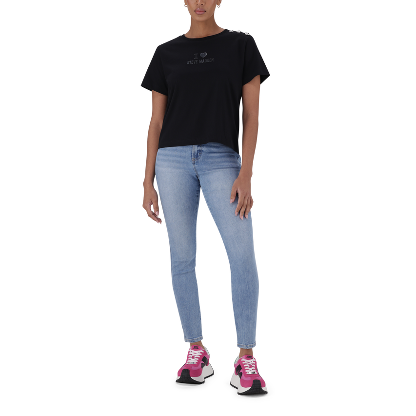 HAZEL BLACK HEART T-SHIRT WITH POPPERS