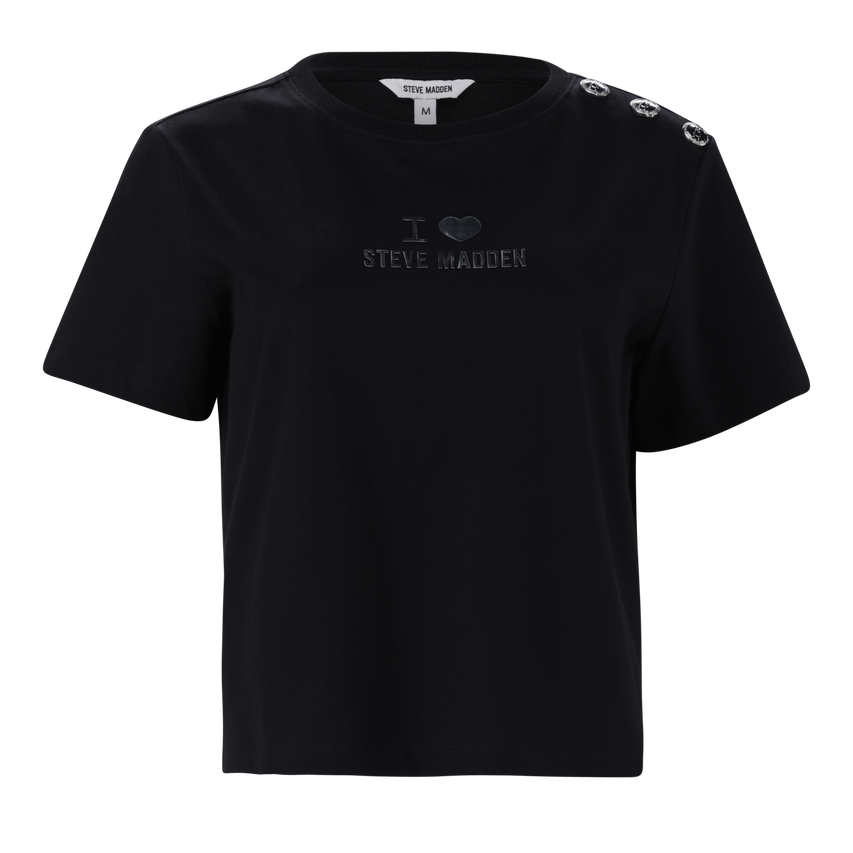 HAZEL BLACK HEART T-SHIRT WITH POPPERS