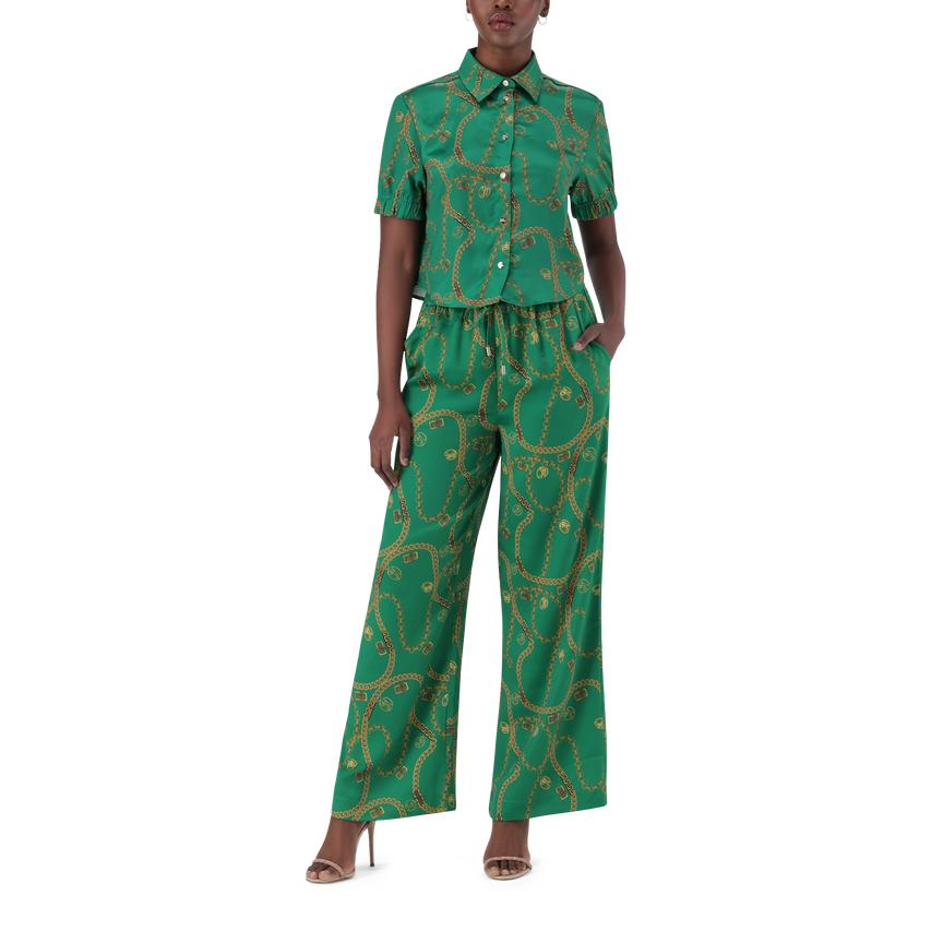 ZURI GREEN CROPPED SHORT SLEEVE SHIRT
