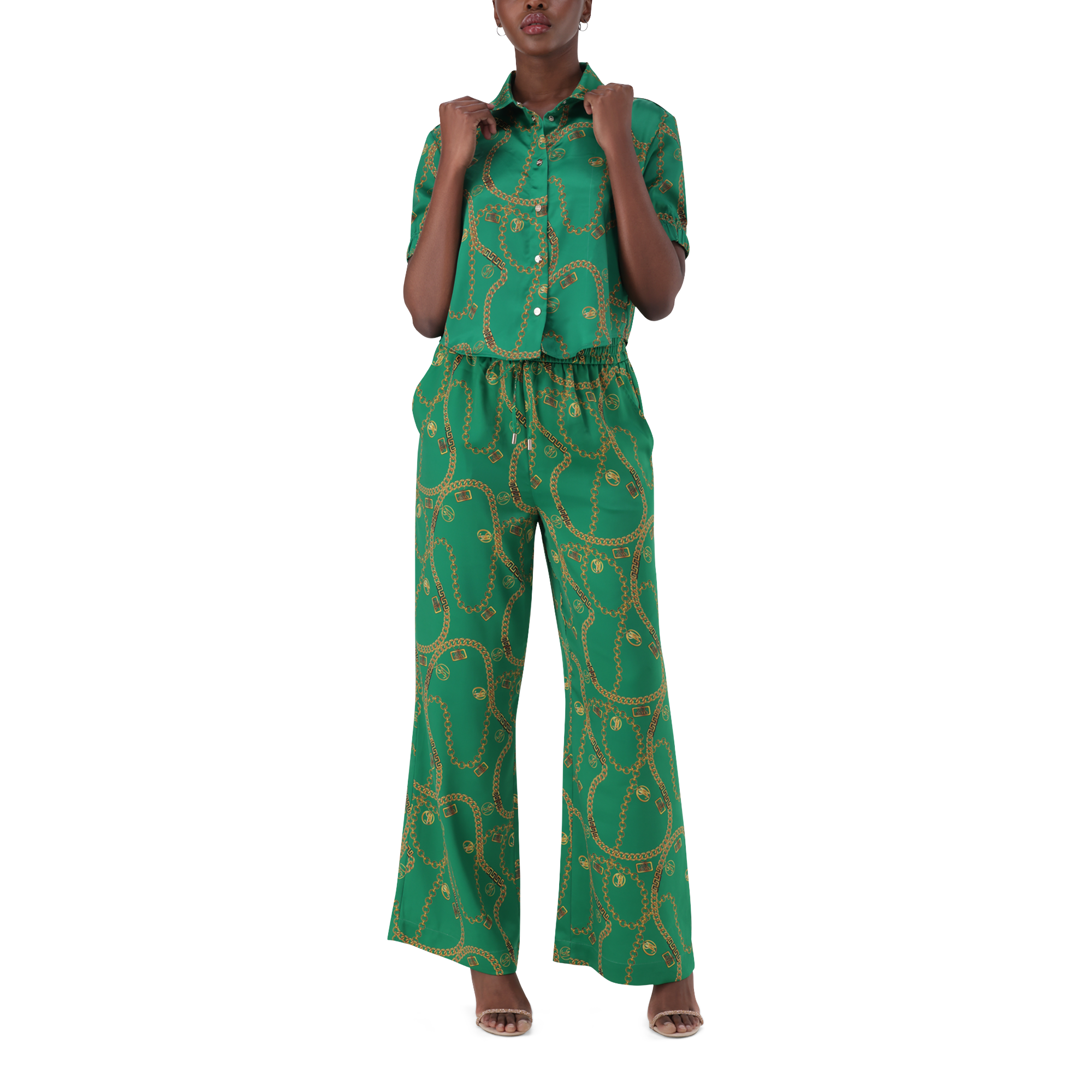 ZURI GREEN CROPPED SHORT SLEEVE SHIRT