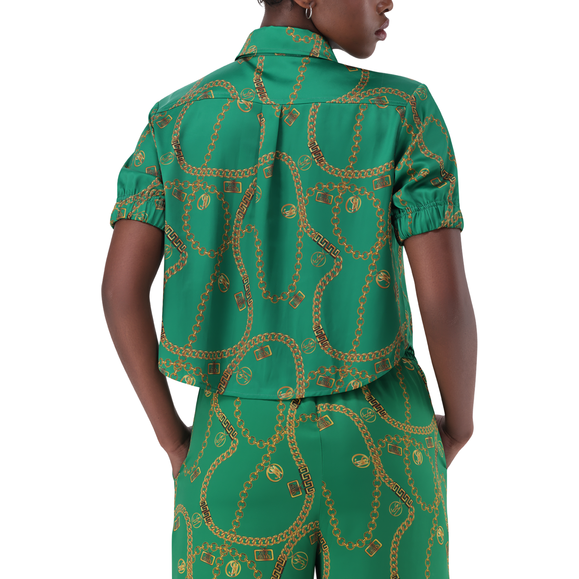 ZURI GREEN CROPPED SHORT SLEEVE SHIRT