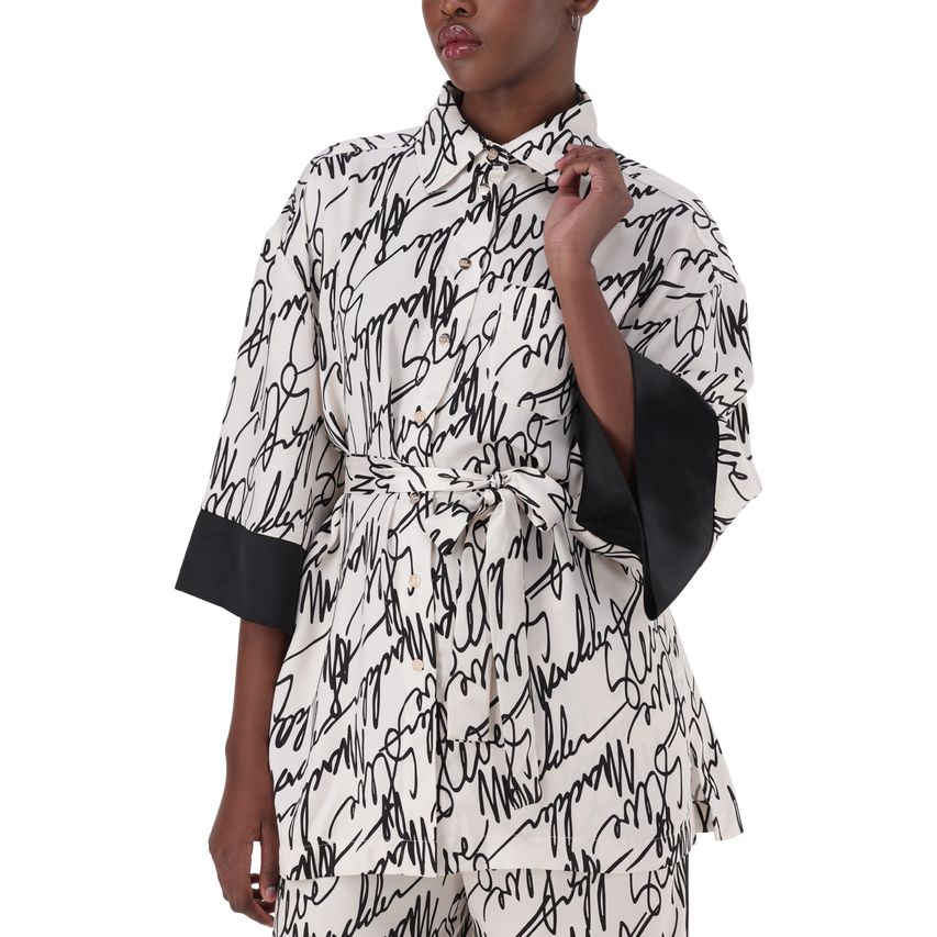 NYLA WHITE KIMONO SHIRT WITH BELT