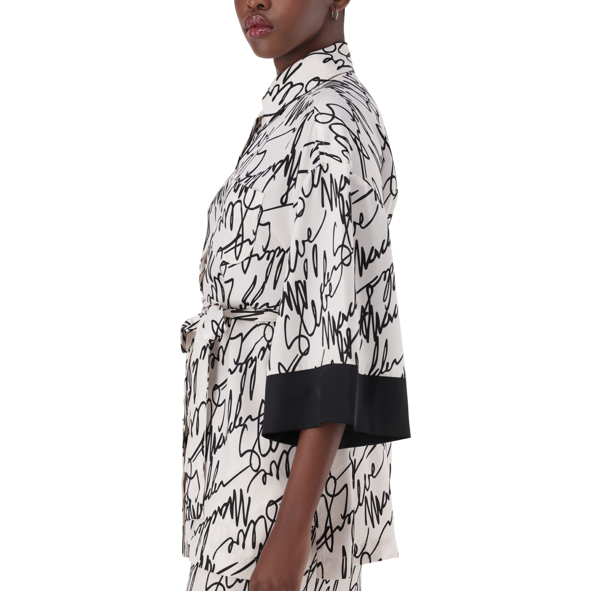 NYLA WHITE KIMONO SHIRT WITH BELT