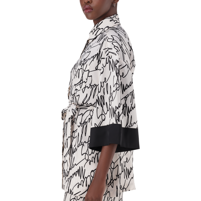 NYLA WHITE KIMONO SHIRT WITH BELT