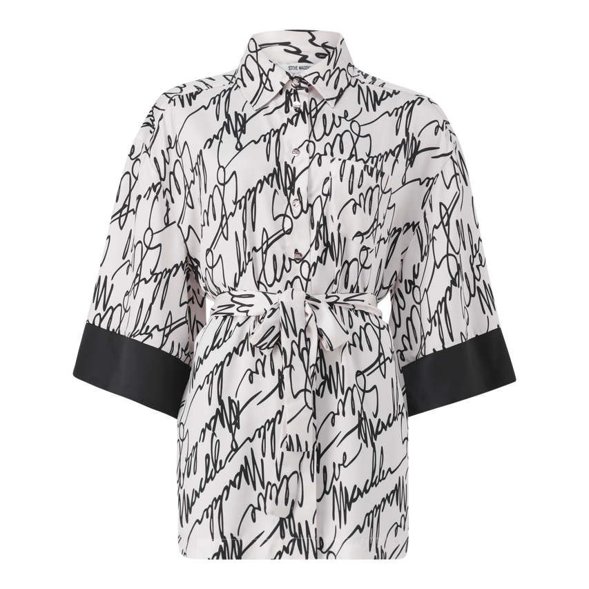 NYLA WHITE KIMONO SHIRT WITH BELT