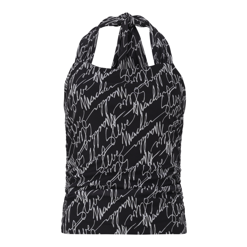 EMILY BLACK MESH HALTER NECK TOP