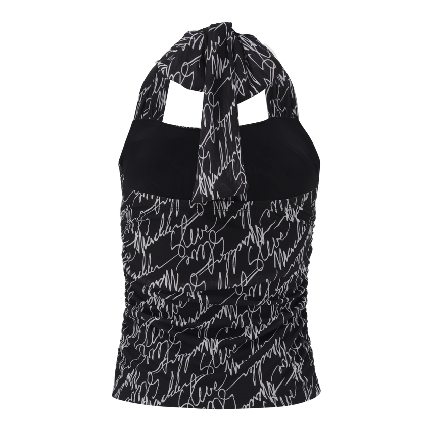 EMILY BLACK MESH HALTER NECK TOP